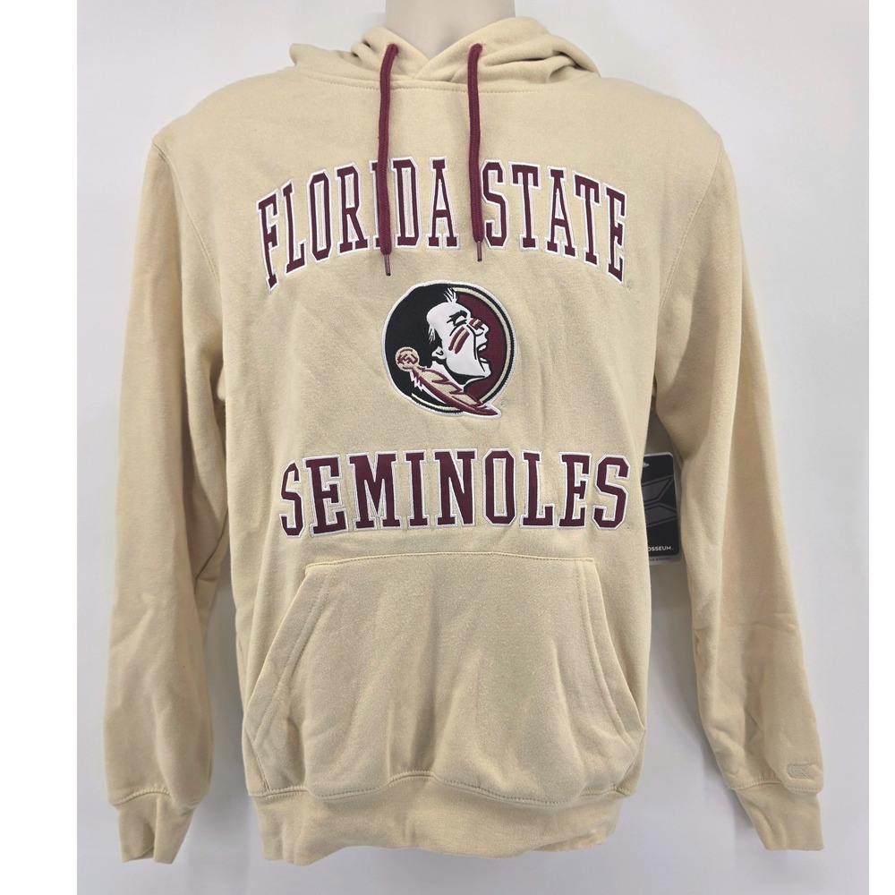 Colosseum Florida State Seminoles FSU Hoodie Mens Small Tan Embroidered NWT